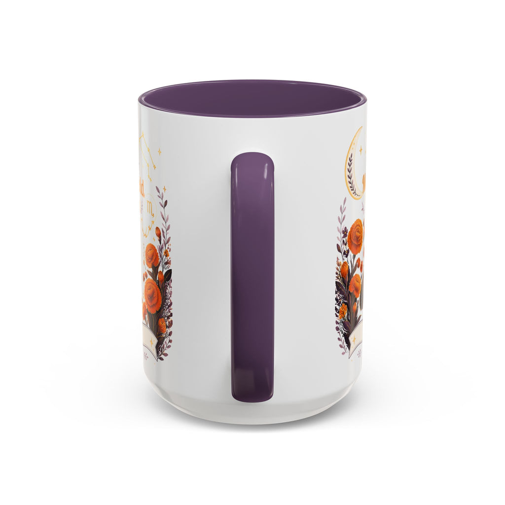 October Birth Flower Marigold Glow Accent Coffee Mug — Zodiac Libra Floral Hedgehog