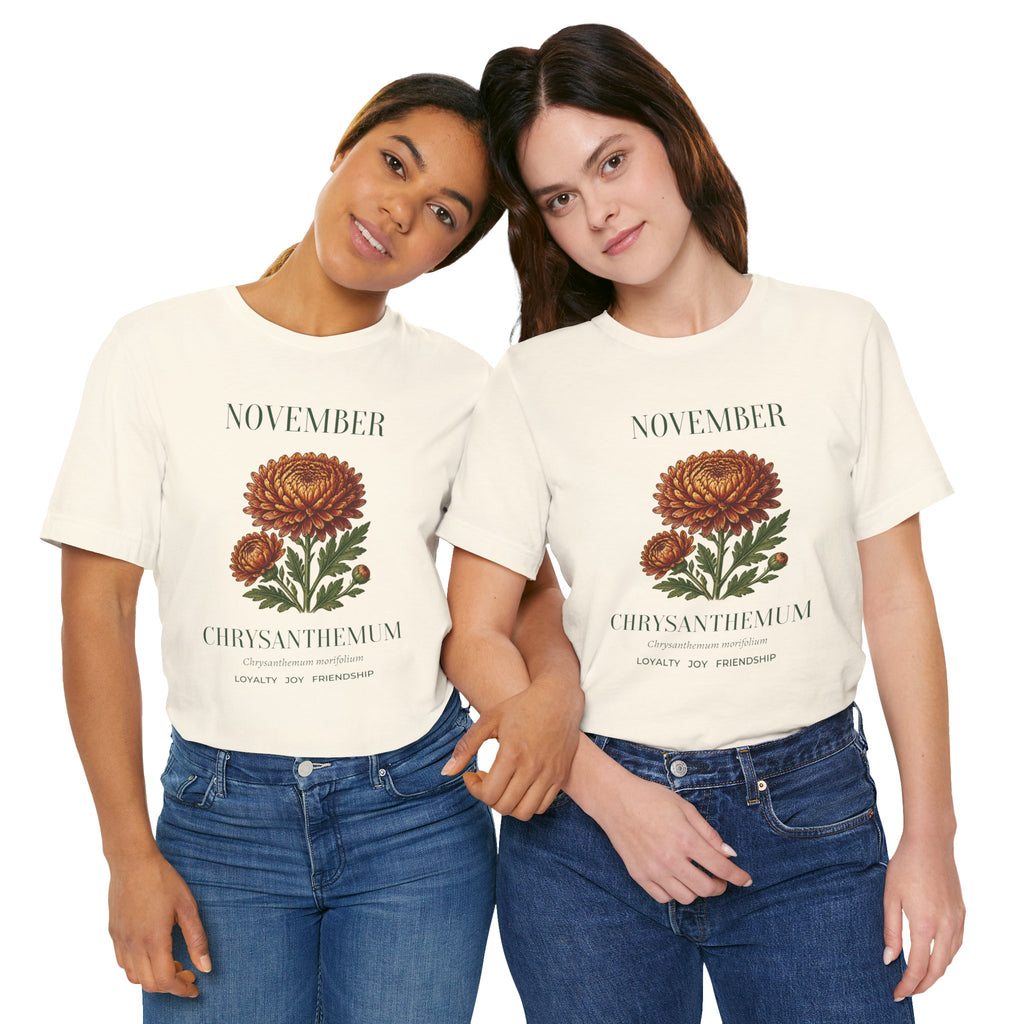 November Birth Flower Tee | Chrysanthemum Celestial Design | Birthday Gift