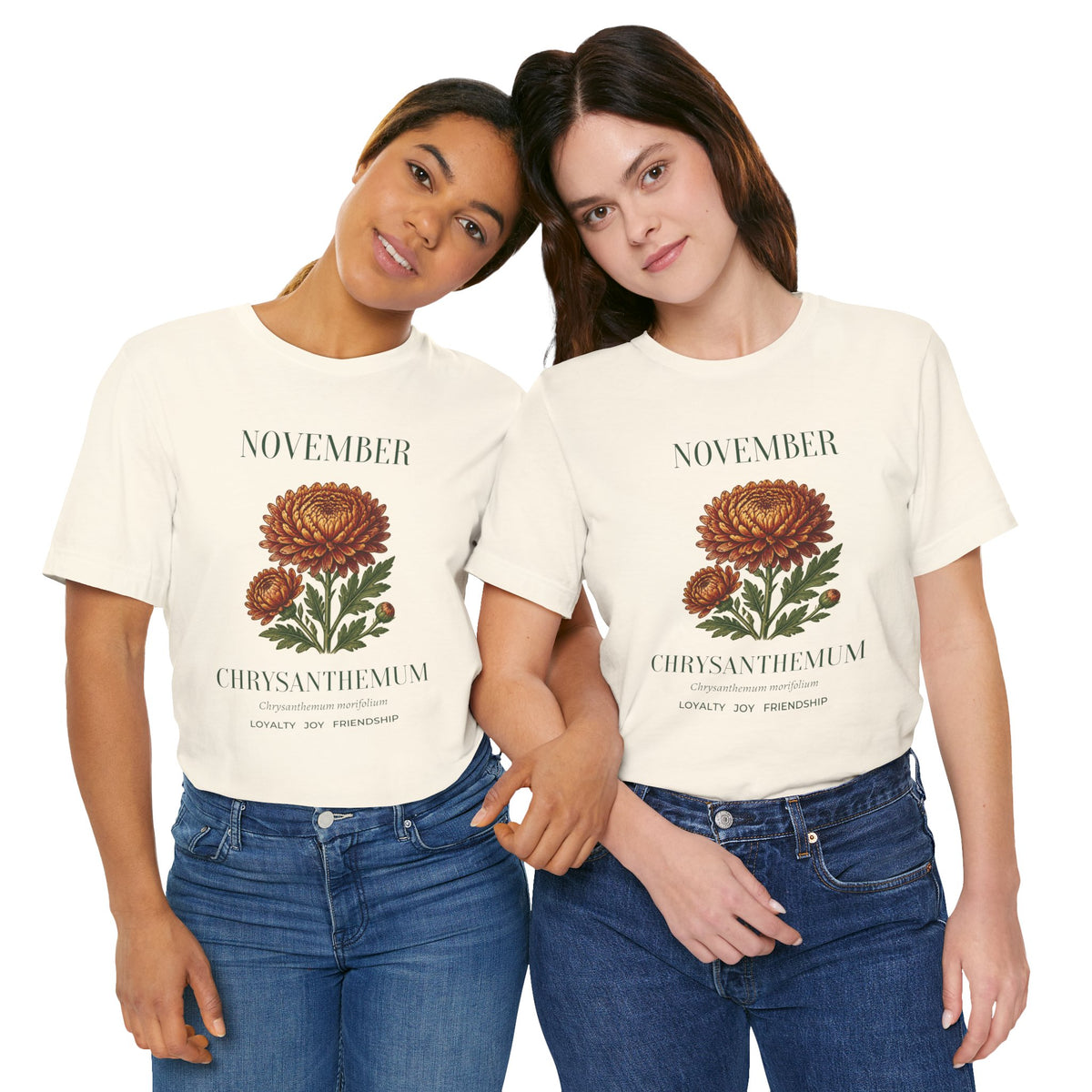 November Birth Flower Tee | Chrysanthemum Celestial Design | Birthday Gift