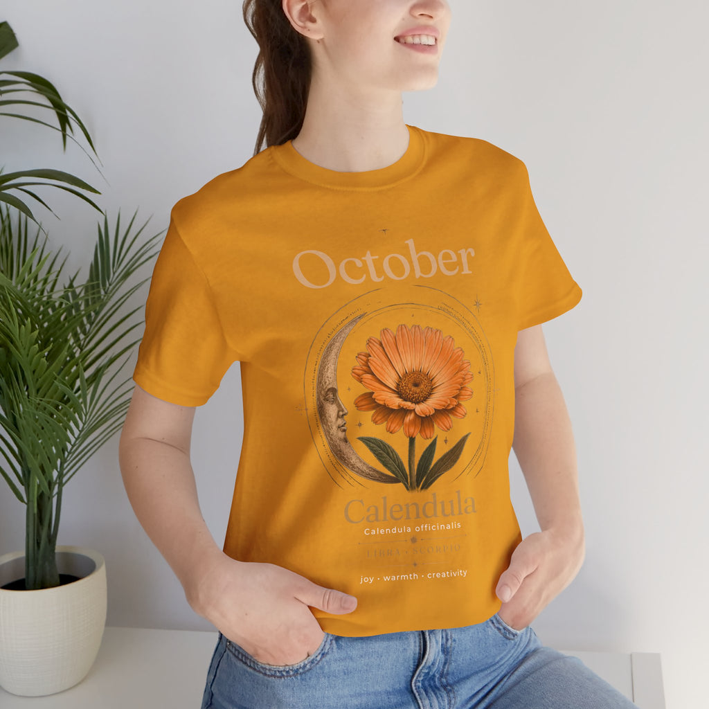 October Birth Flower Calendula T‑Shirt – Floral Birth Month Tee
