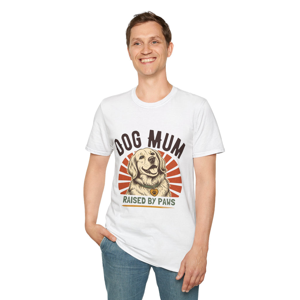 Dog Mum Raised By Paws T-Shirt | Golden Retriever Retro