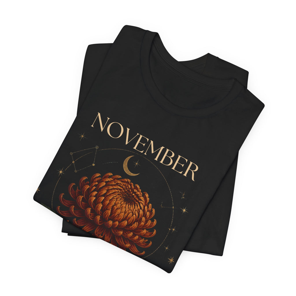 November Birth Flower Chrysanthemum Tee — Floral Birth Month T-Shirt