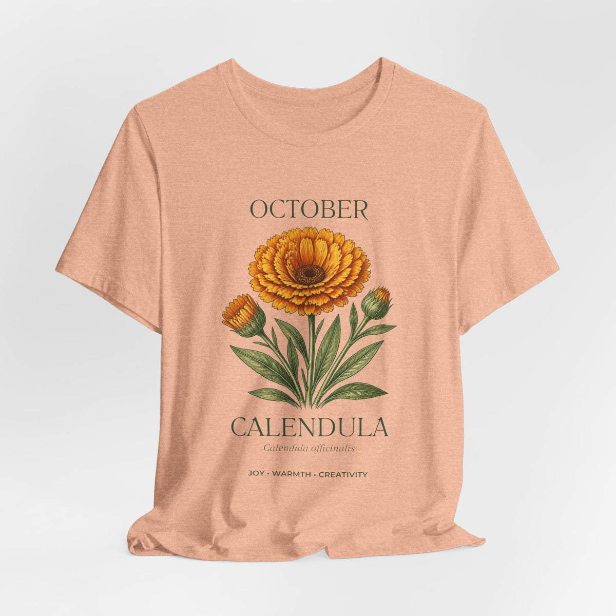 October Birth Flower Tee | Marigold & Cosmos Celestial Design | Birthday Gift