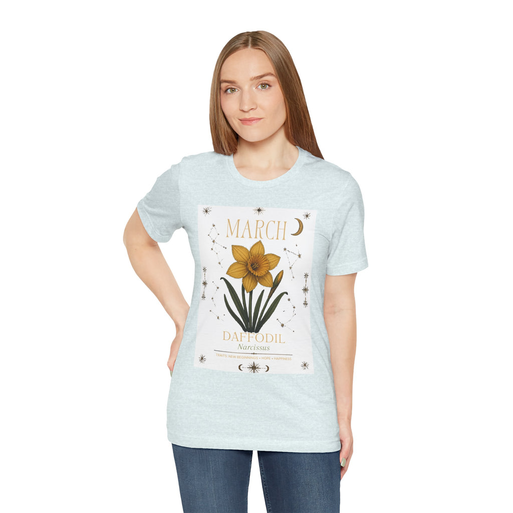 March Zodiac/Celestial aesthetics with birth flower — Birth Month Flower Tee