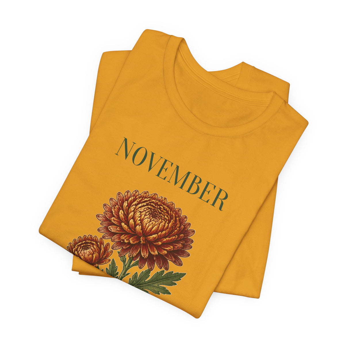 November Birth Flower Tee | Chrysanthemum Celestial Design | Birthday Gift