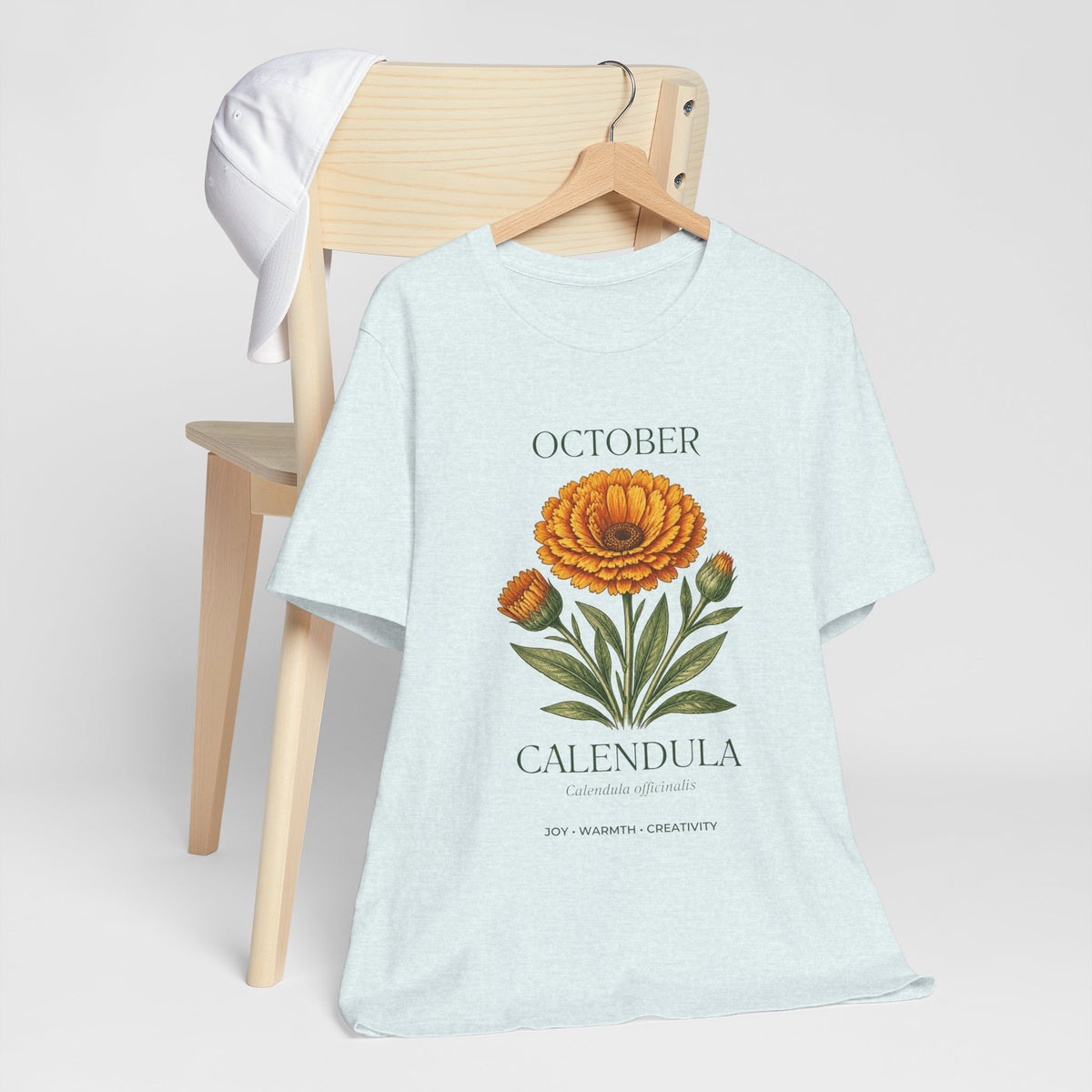 October Birth Flower Tee | Marigold & Cosmos Celestial Design | Birthday Gift
