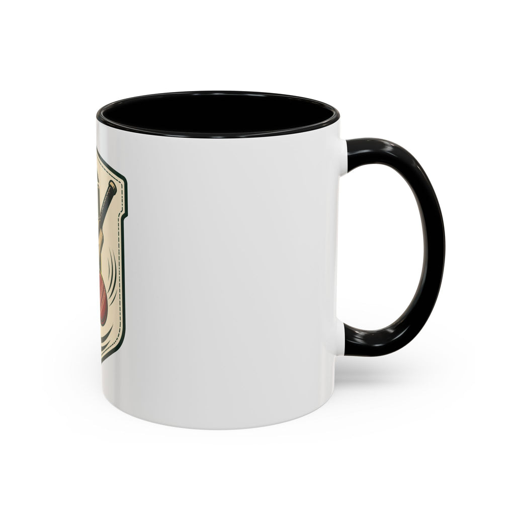 Cricket Crest Accent Mug — Vintage Bat & Ball Coffee Cup (11/15oz)