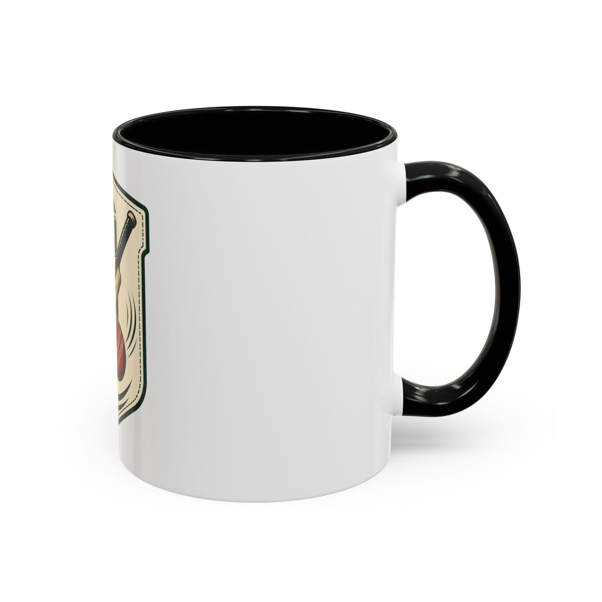 Cricket Crest Accent Mug — Vintage Bat & Ball Coffee Cup (11/15oz)