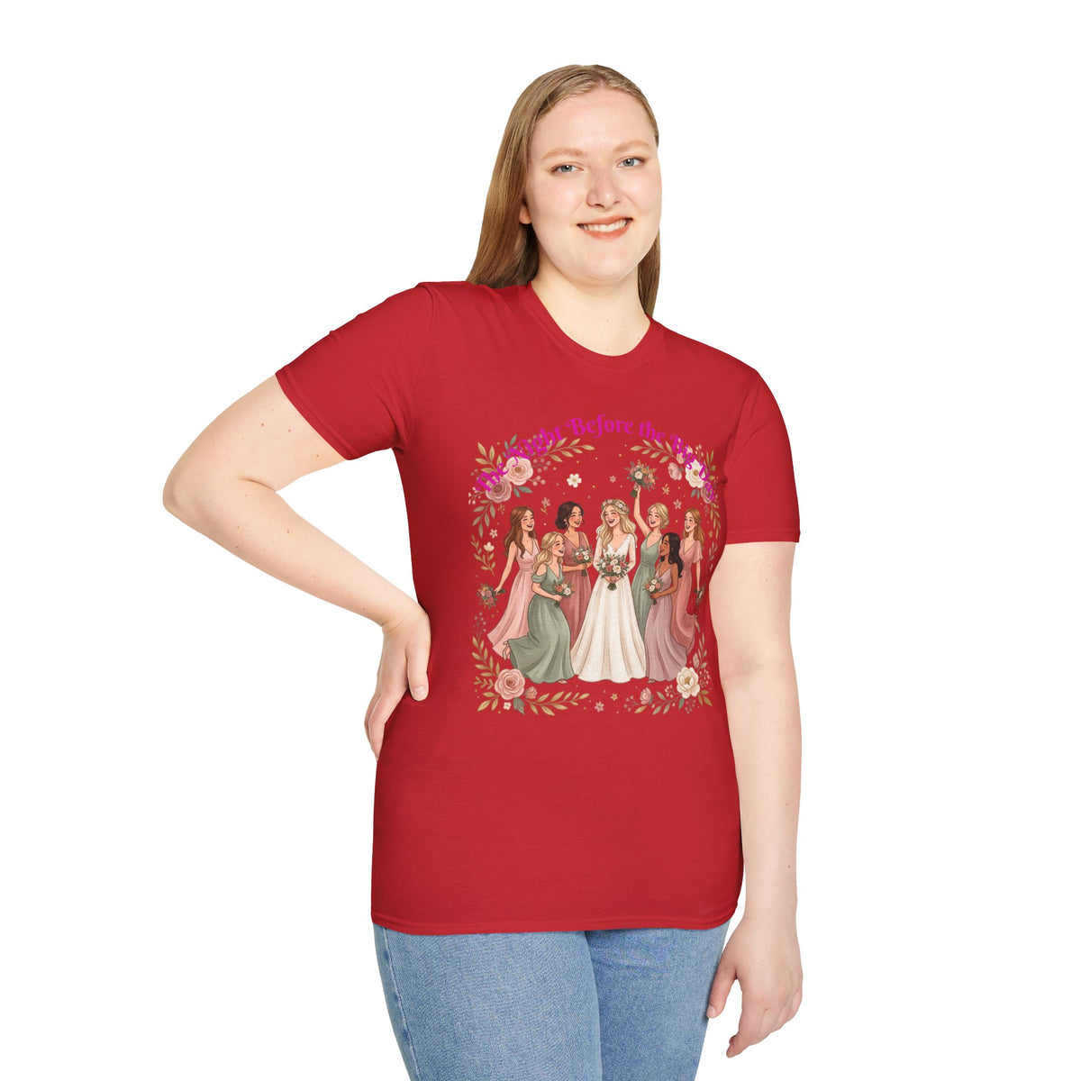 Bride and Bridesmaids Illustration T-Shirt | Floral Wedding Bridal Party Design