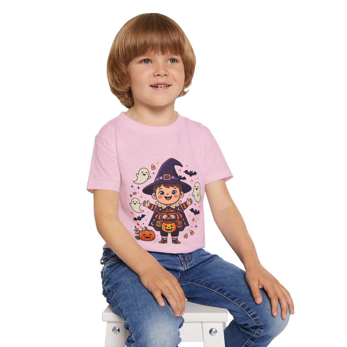 Halloween - Toddler T-Shirt — Cute Little Witch Halloween Tee with Ghosts & Pumpkins