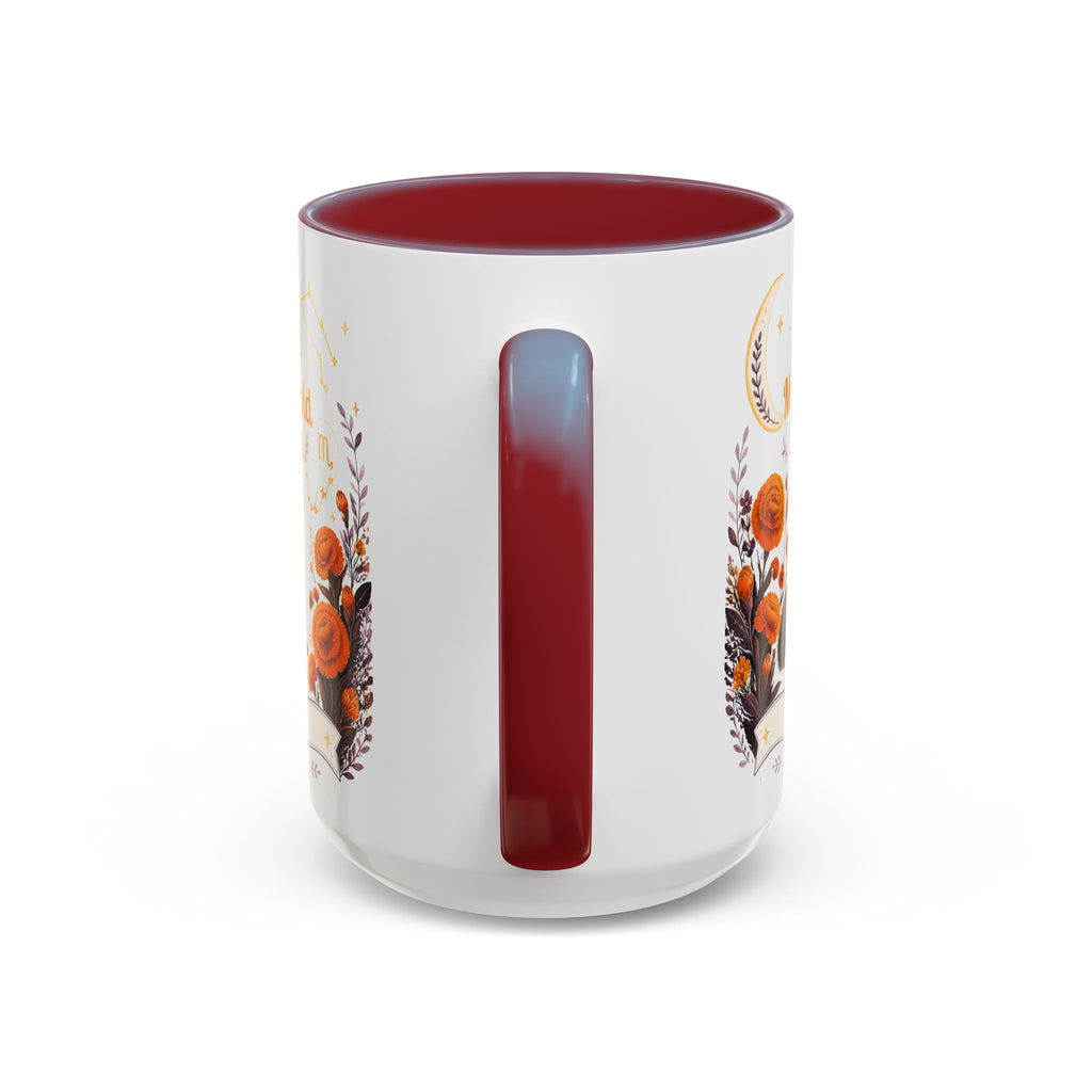 October Birth Flower Marigold Glow Accent Coffee Mug — Zodiac Libra Floral Hedgehog