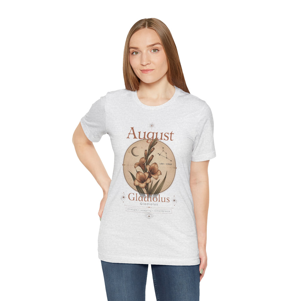 August Birth Flower Gladiolus Floral Tee
