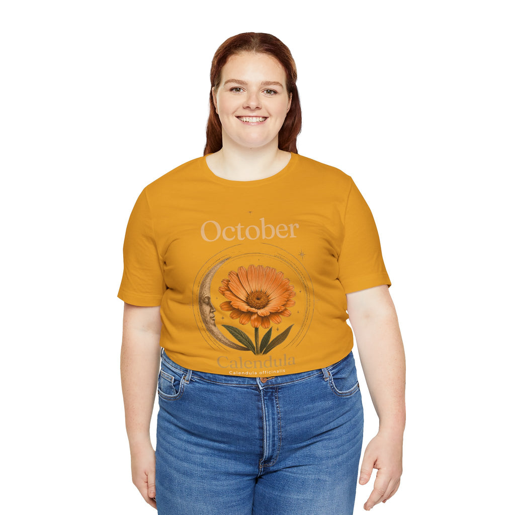 October Birth Flower Calendula T‑Shirt – Floral Birth Month Tee
