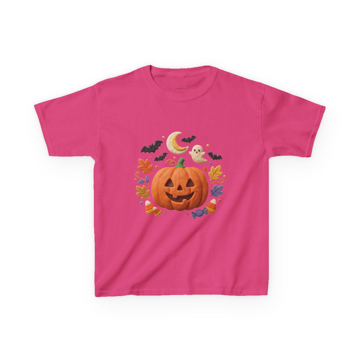 Jack-o'-Lantern Pumpkin Kids Tee | Halloween Ghosts, Bats, Moon, Autumn Leaves