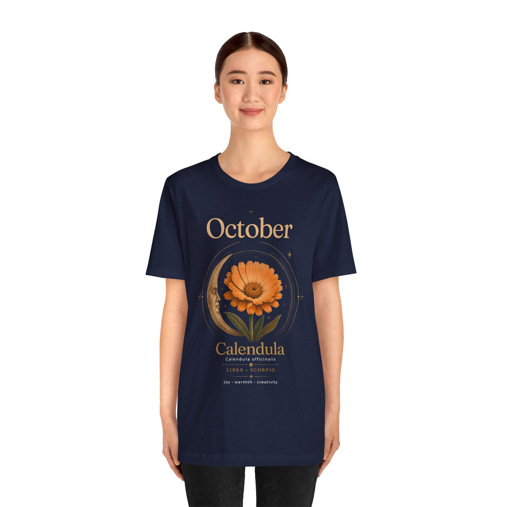 October Birth Flower Calendula T‑Shirt – Floral Birth Month Tee