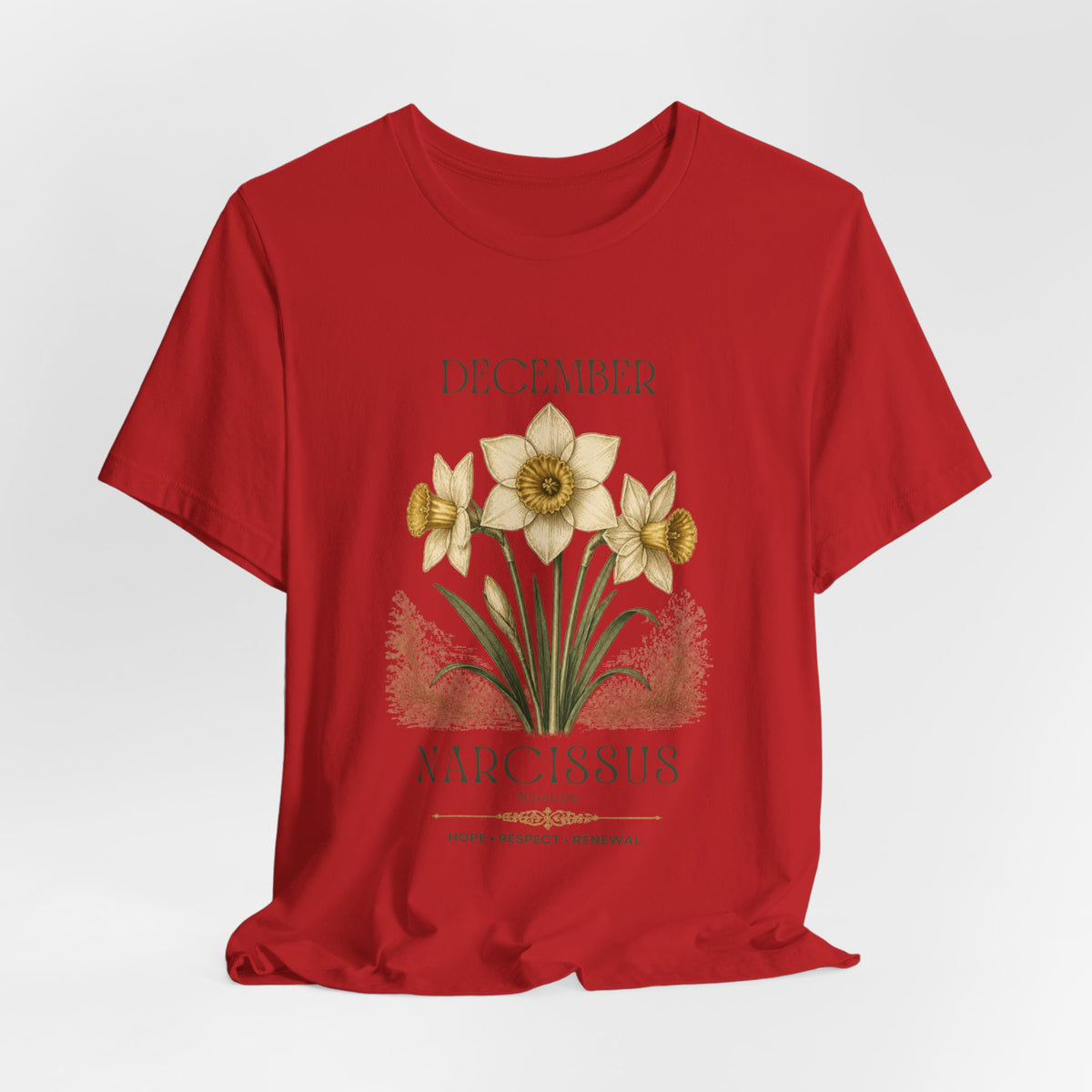 December Birth Flower Tee | Narcissus & Holly Celestial Design | Birthday Gift