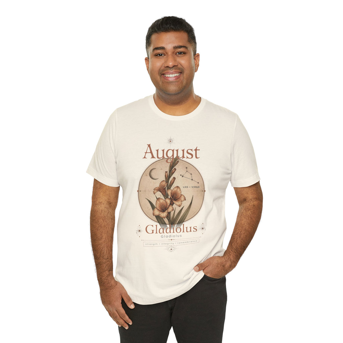 August Birth Flower Gladiolus Floral Tee
