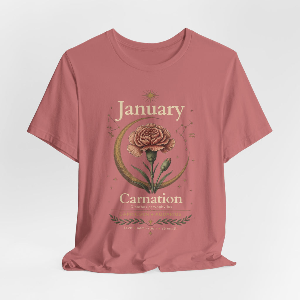 January Birth Flower - Carnation T-Shirt — Birth Month Flower Tee