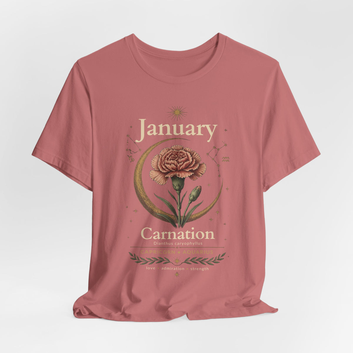 January Birth Flower - Carnation T-Shirt — Birth Month Flower Tee