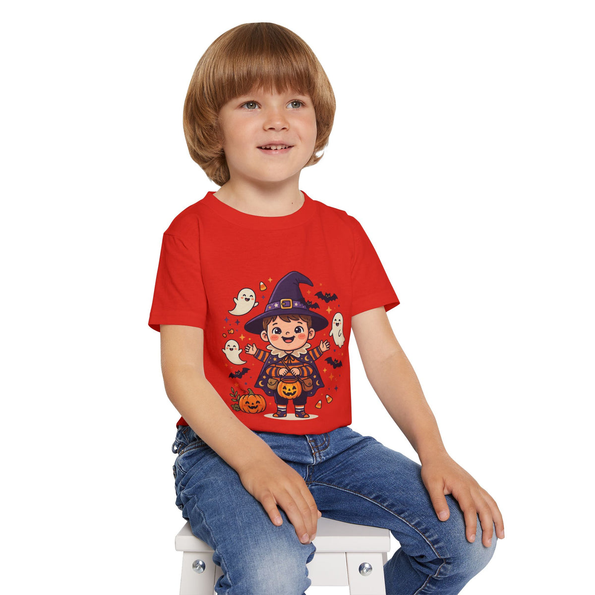 Halloween - Toddler T-Shirt — Cute Little Witch Halloween Tee with Ghosts & Pumpkins