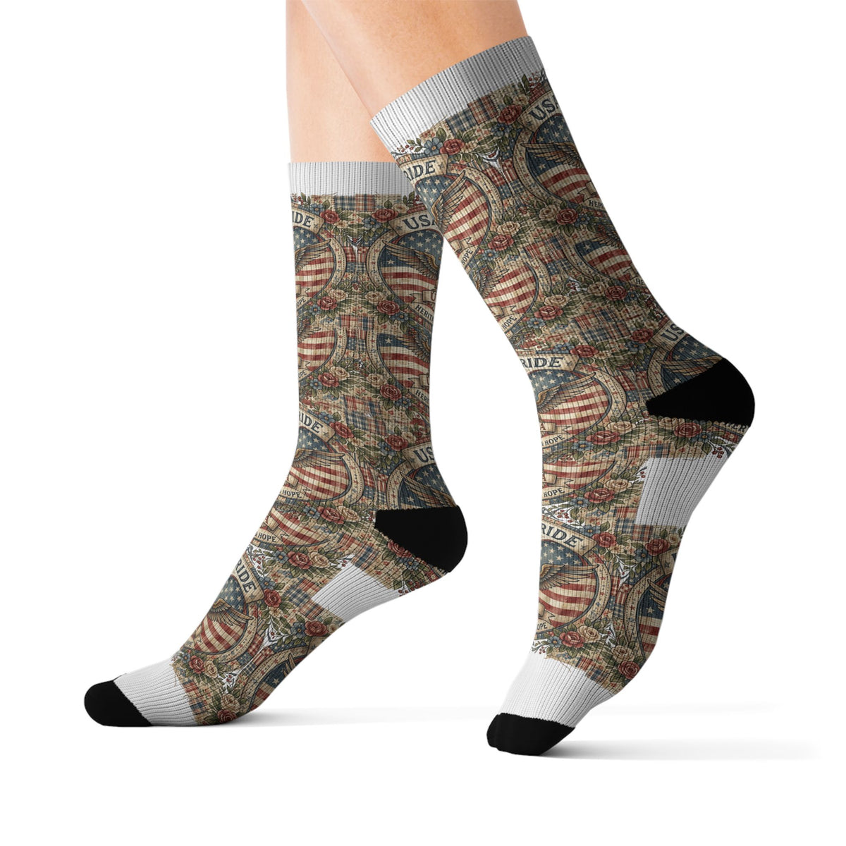 USA Pride Eagle Emblem Socks | American Flag Sublimation Socks