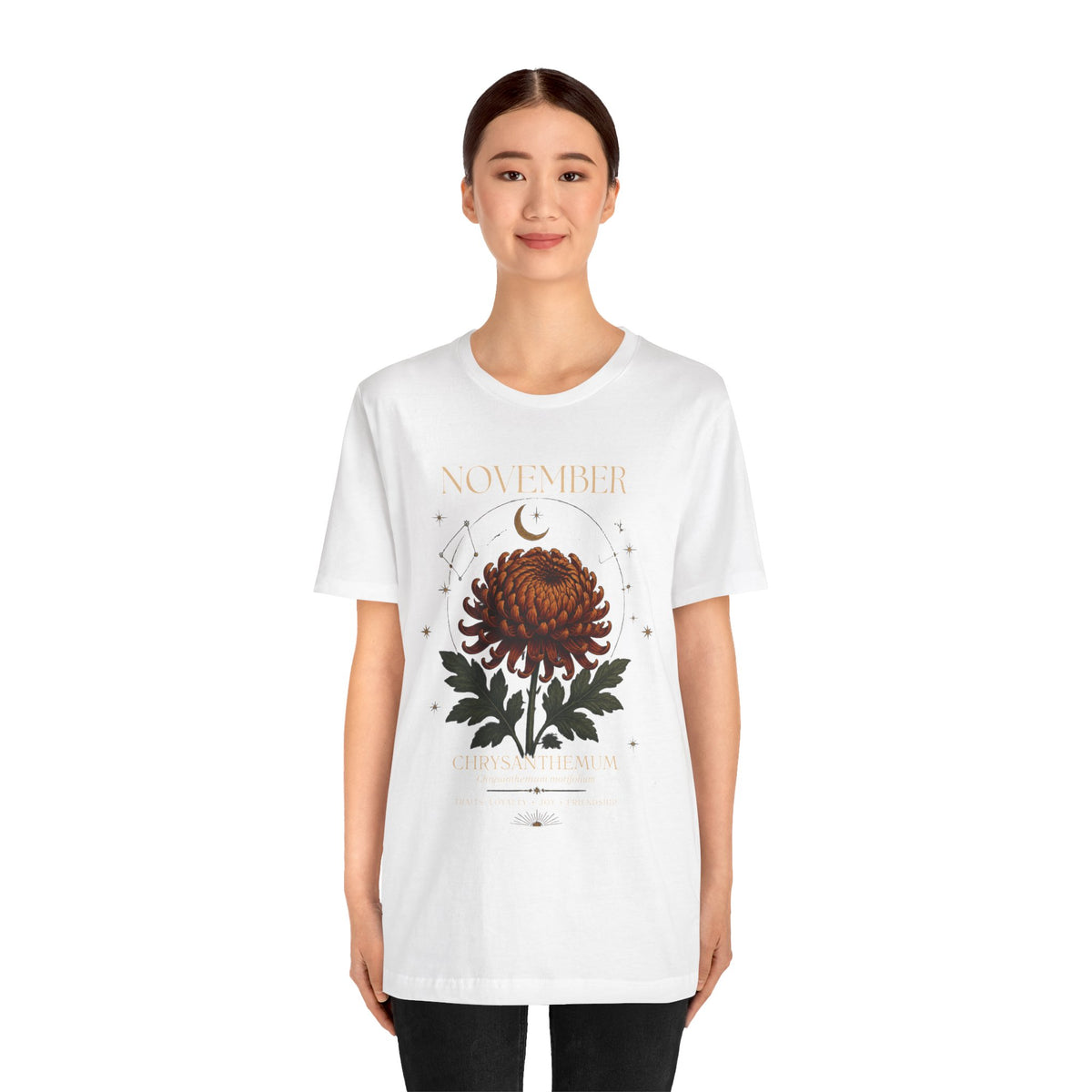 November Birth Flower Chrysanthemum Tee — Floral Birth Month T-Shirt