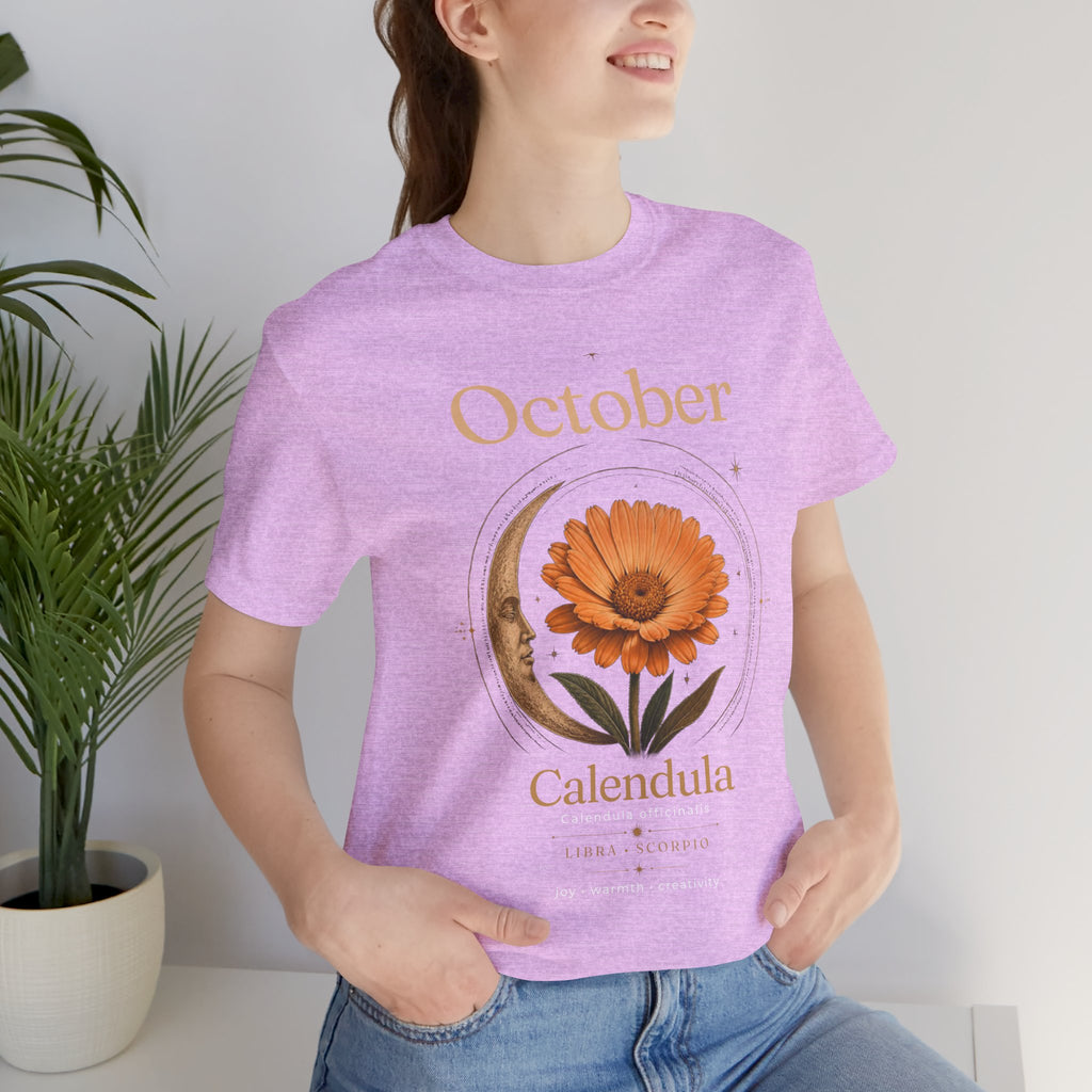October Birth Flower Calendula T‑Shirt – Floral Birth Month Tee