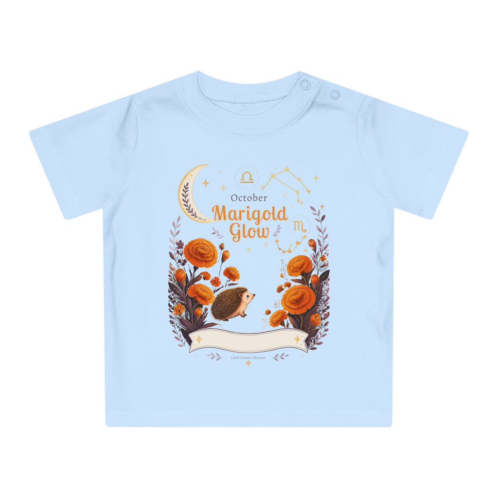 October Marigold Baby T-Shirt — 'Marigold Glow' Autumn Floral Baby Tee
