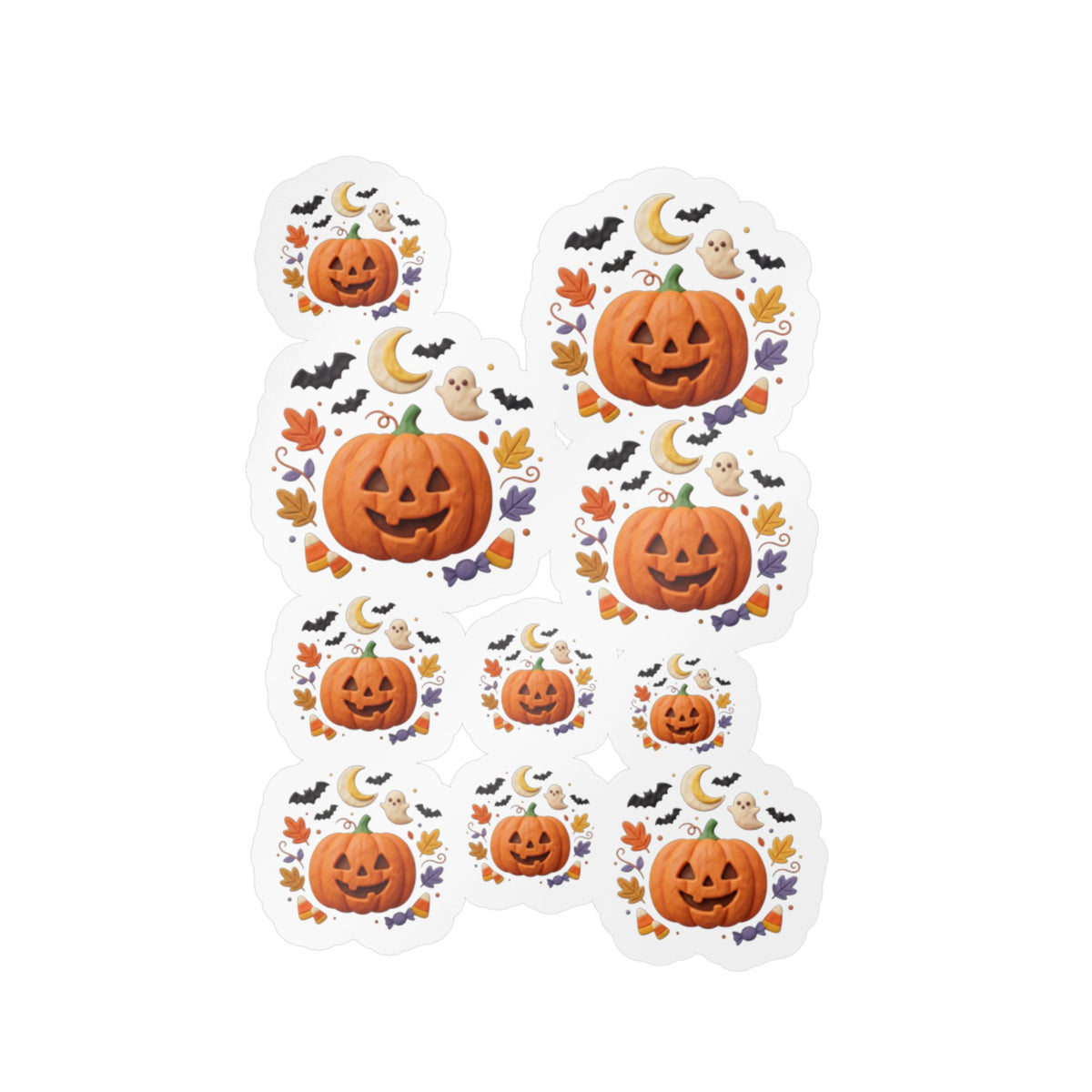 Halloween Jack-o'-Lantern Pumpkin Sticker Sheet | Kiss-Cut Vinyl Decals