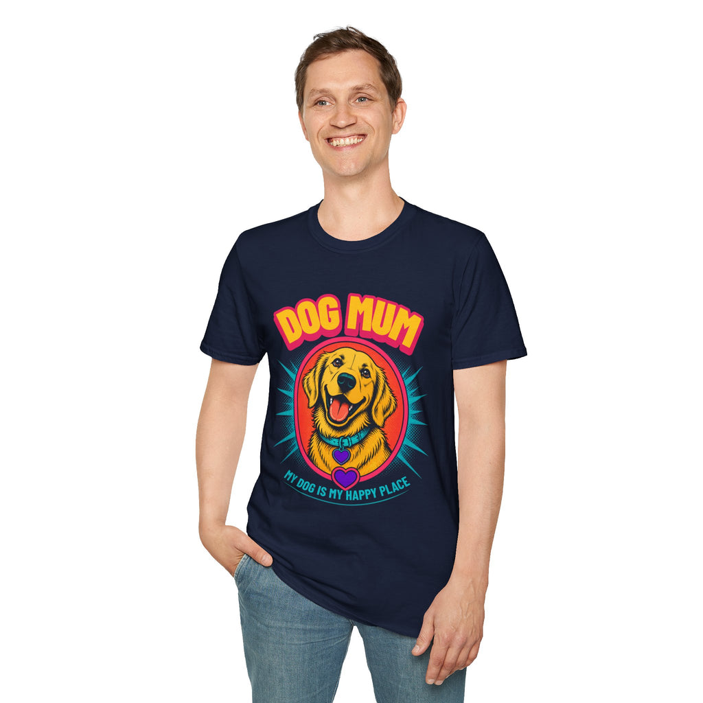 Dog Mum Golden Retriever T-Shirt | Cute Retro Dog Portrait, Pet Lover Tee