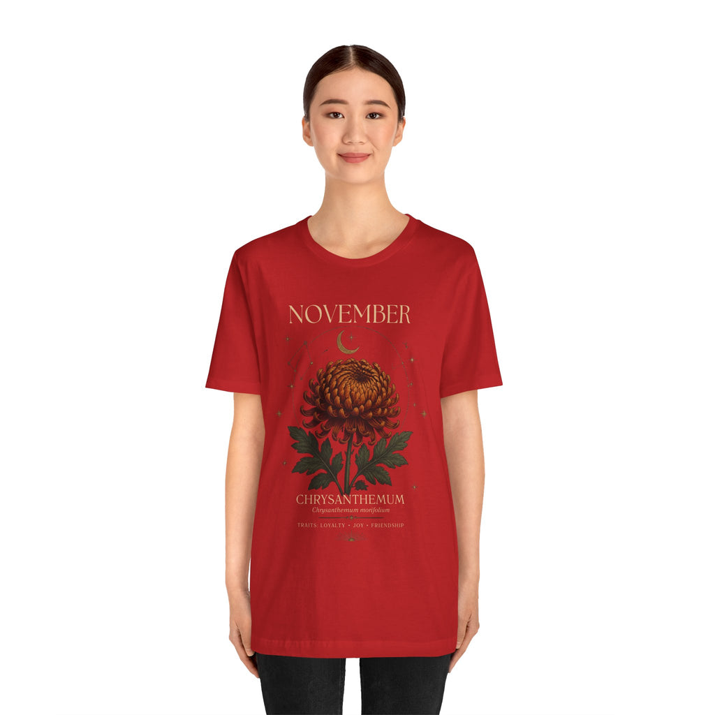 November Birth Flower Chrysanthemum Tee — Floral Birth Month T-Shirt