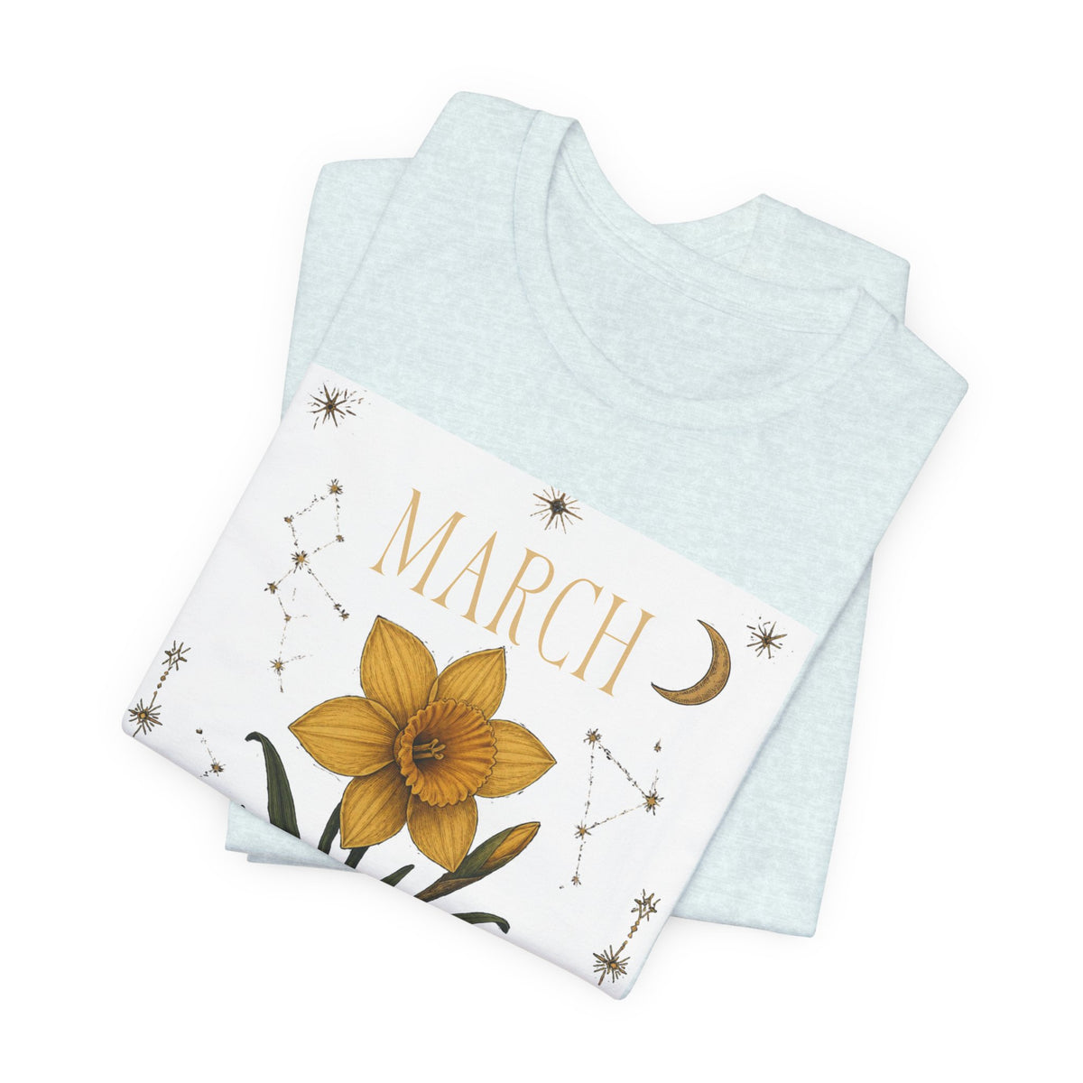March Zodiac/Celestial aesthetics with birth flower — Birth Month Flower Tee