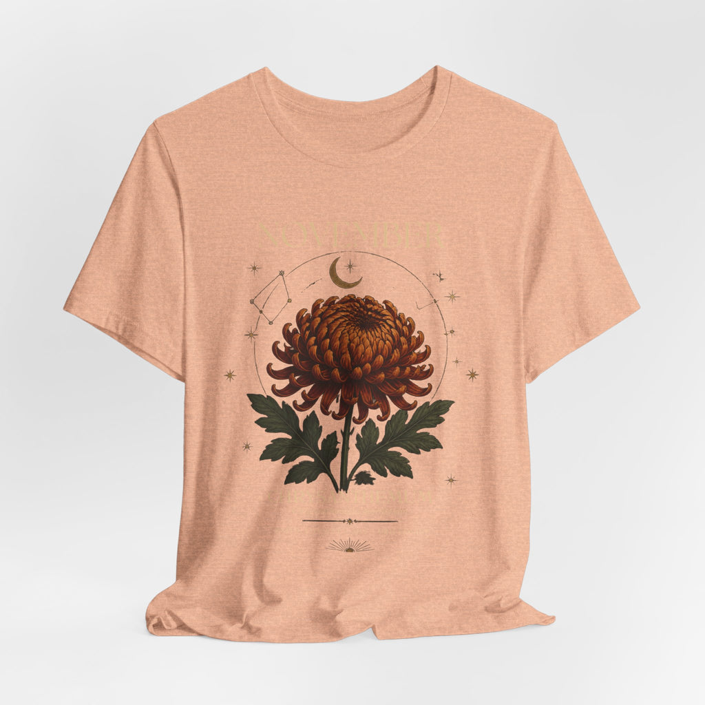 November Birth Flower Chrysanthemum Tee — Floral Birth Month T-Shirt