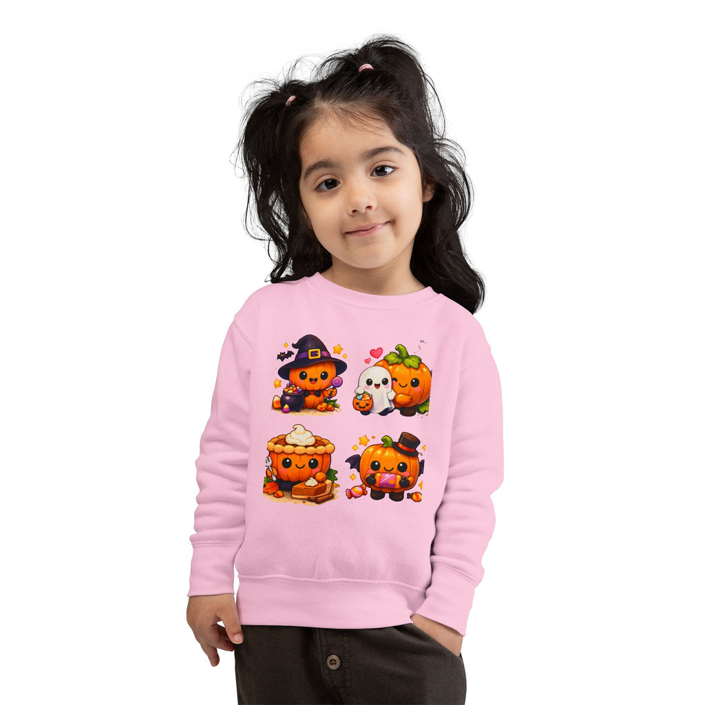 Cute Halloween Pumpkin Characters Toddler Sweatshirt | Kids Pullover