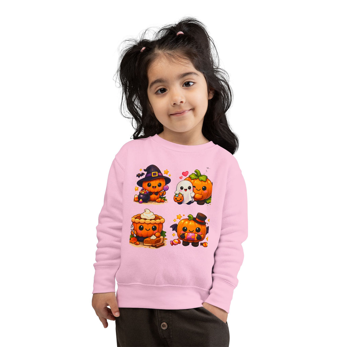 Cute Halloween Pumpkin Characters Toddler Sweatshirt | Kids Pullover