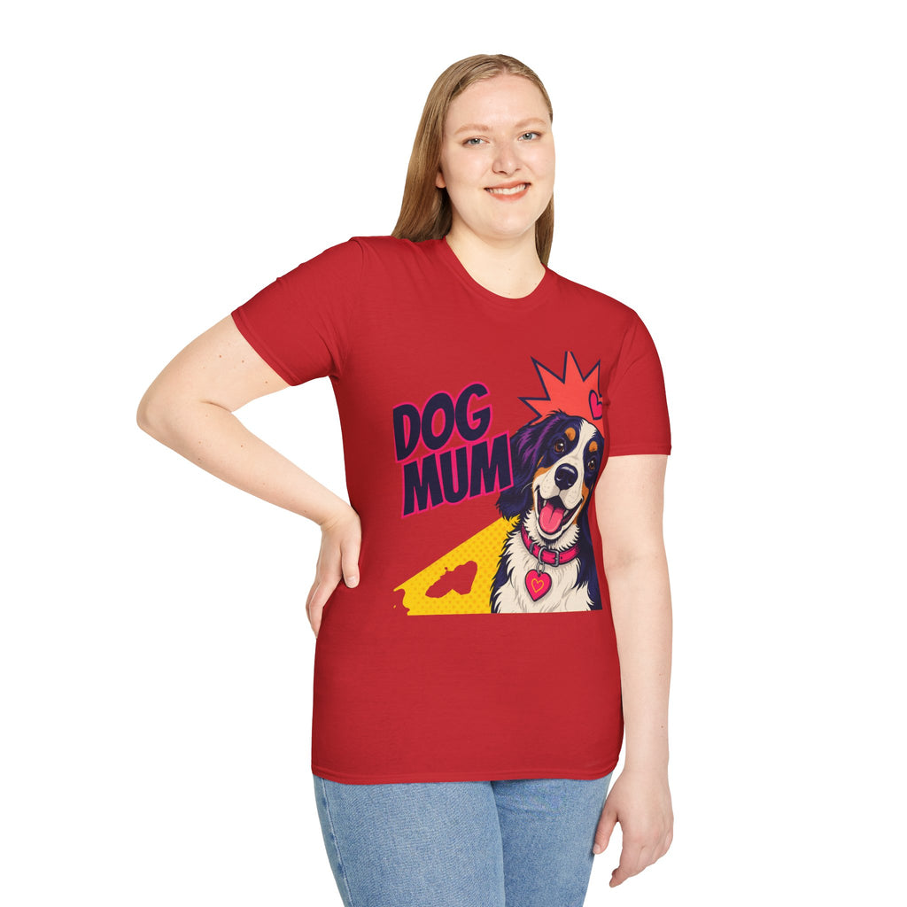 Dog Mum Pop Art T-Shirt | Happy Dog Portrait, Heart Collar