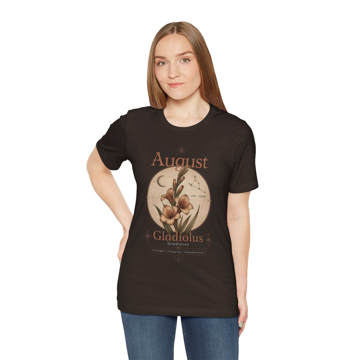 August Birth Flower Gladiolus Floral Tee