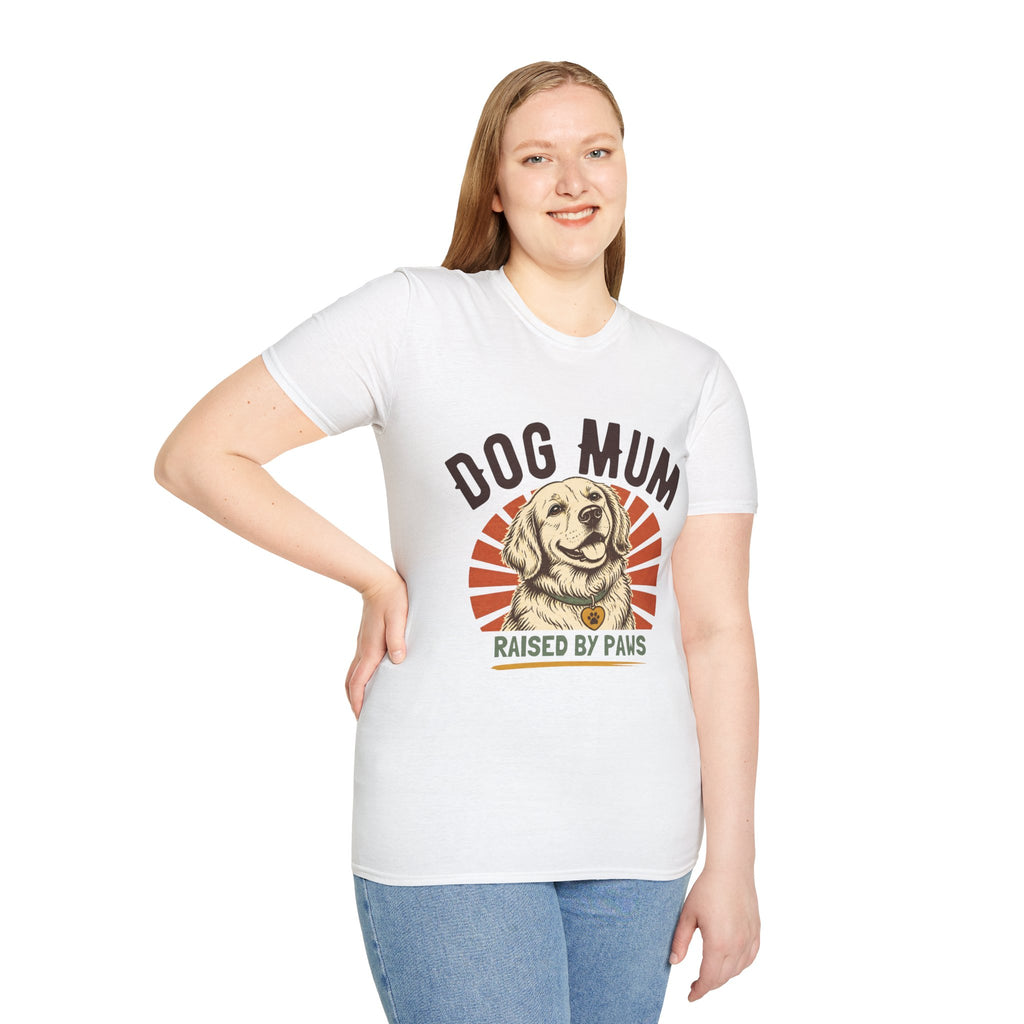 Dog Mum Raised By Paws T-Shirt | Golden Retriever Retro