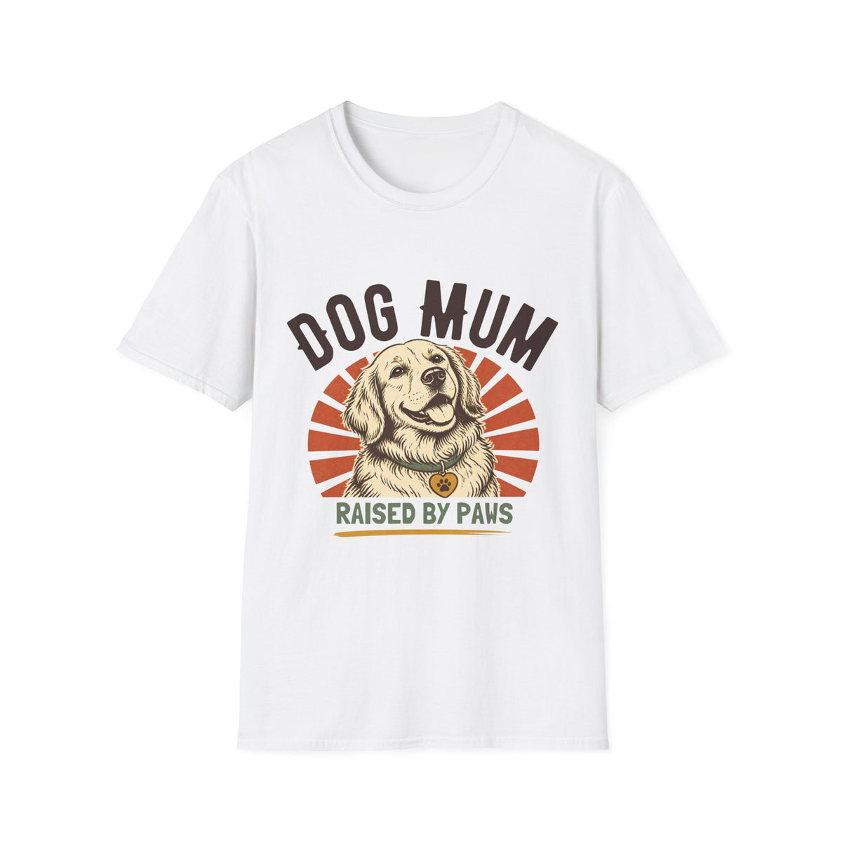 Dog Mum Raised By Paws T-Shirt | Golden Retriever Retro