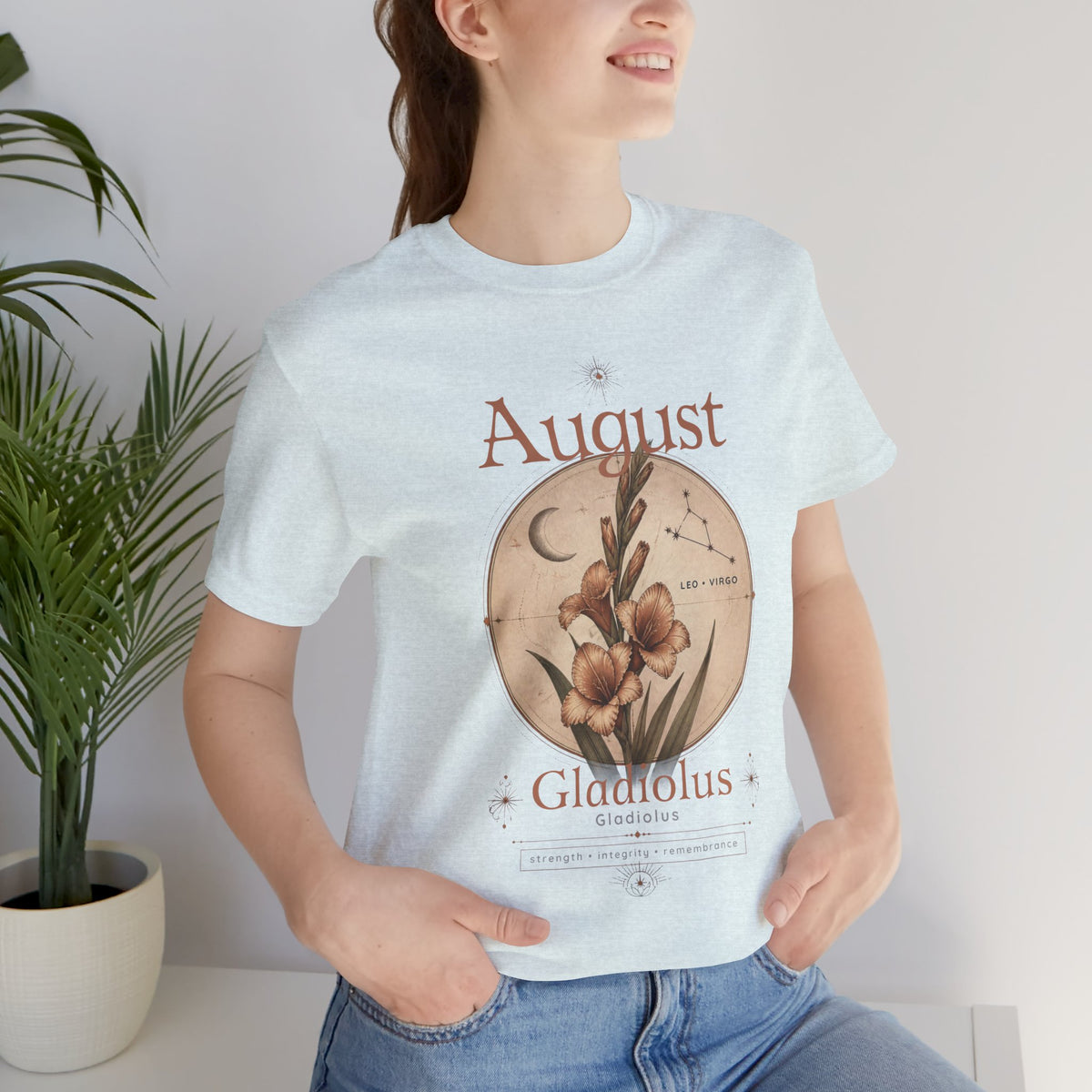 August Birth Flower Gladiolus Floral Tee