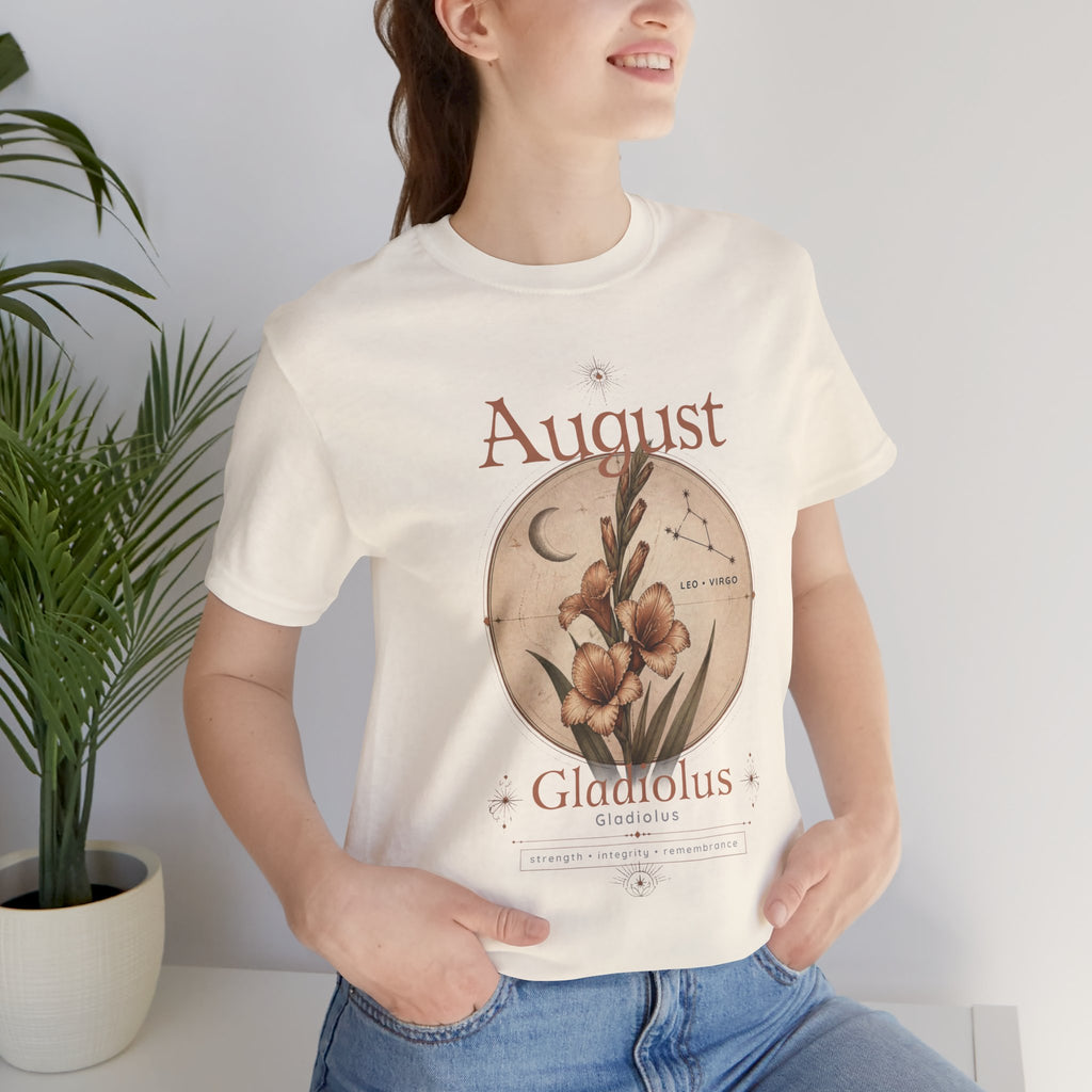 August Birth Flower Gladiolus Floral Tee