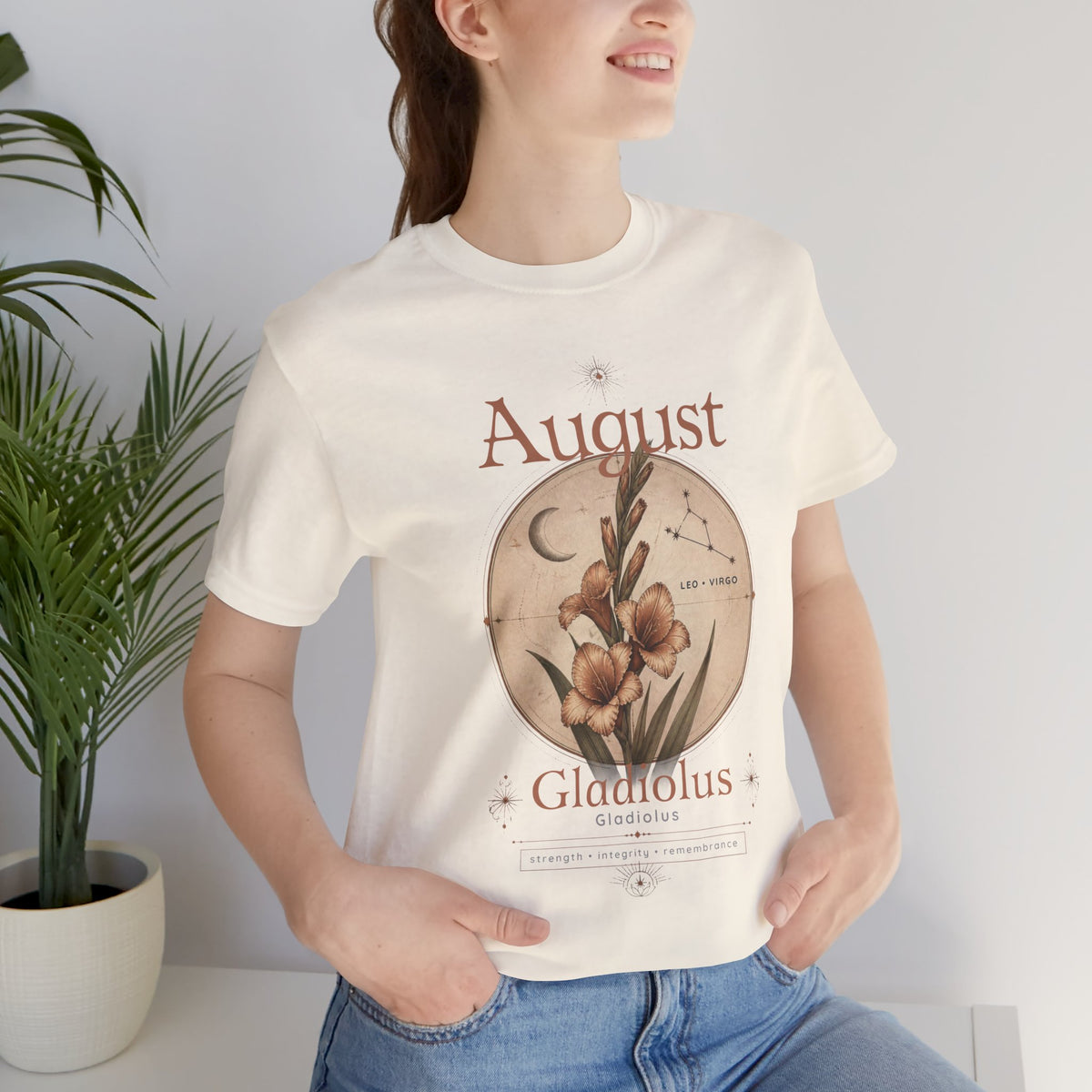 August Birth Flower Gladiolus Floral Tee