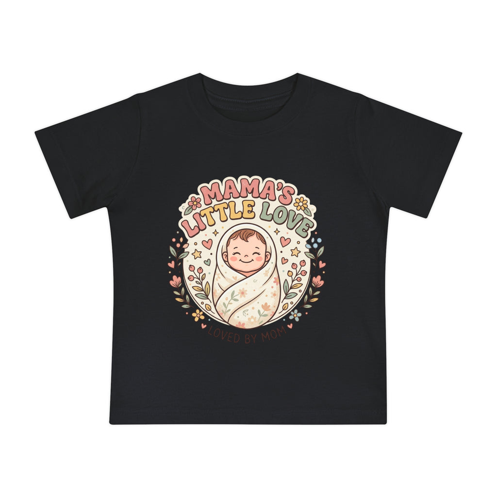 Mama's Little Love baby short sleeve t-shirt | Loved by Mom, floral swaddle design
