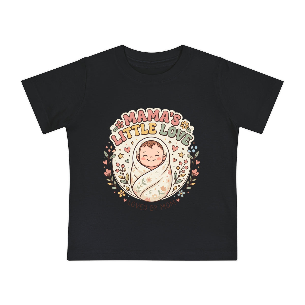 Mama's Little Love baby short sleeve t-shirt | Loved by Mom, floral swaddle design