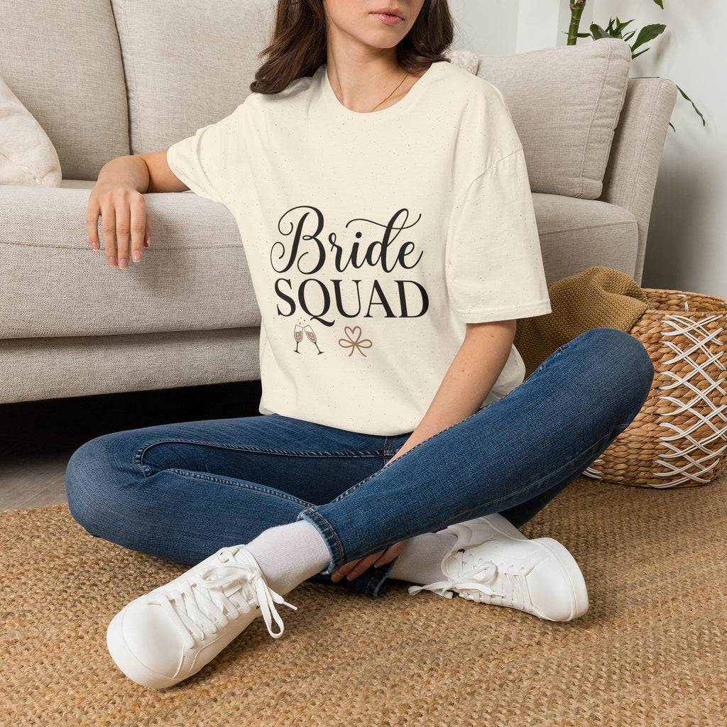 Bride Squad T-Shirt — Bachelorette Party Bridesmaid Tee with Champagne Icons