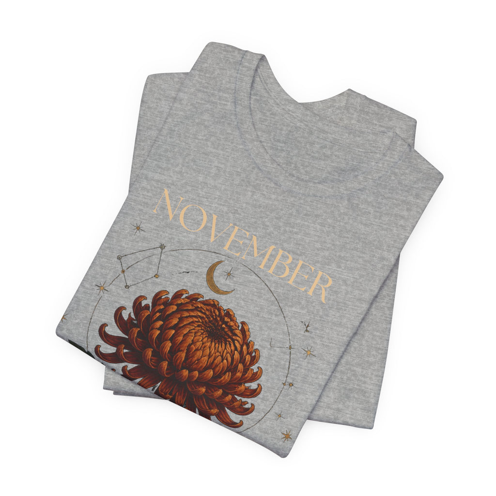 November Birth Flower Chrysanthemum Tee — Floral Birth Month T-Shirt