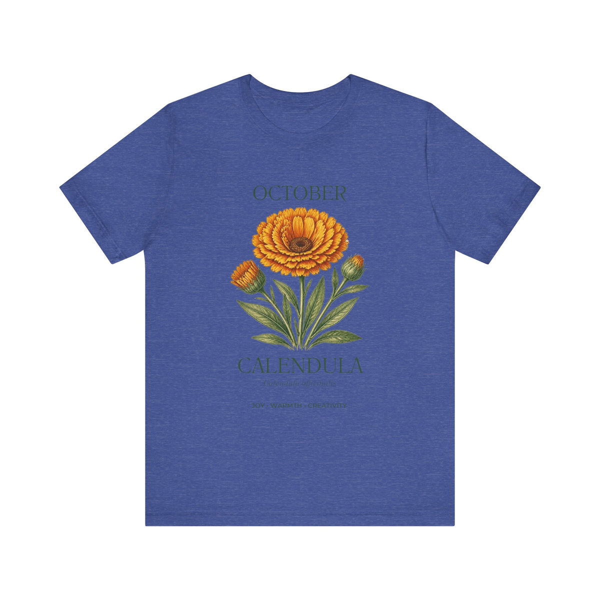 October Birth Flower Tee | Marigold & Cosmos Celestial Design | Birthday Gift