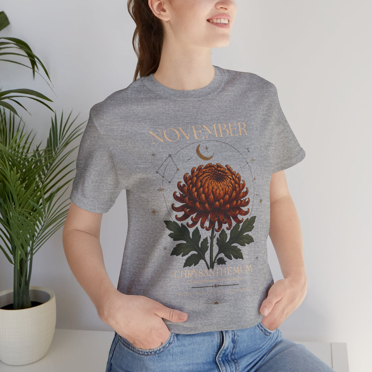 November Birth Flower Chrysanthemum Tee — Floral Birth Month T-Shirt