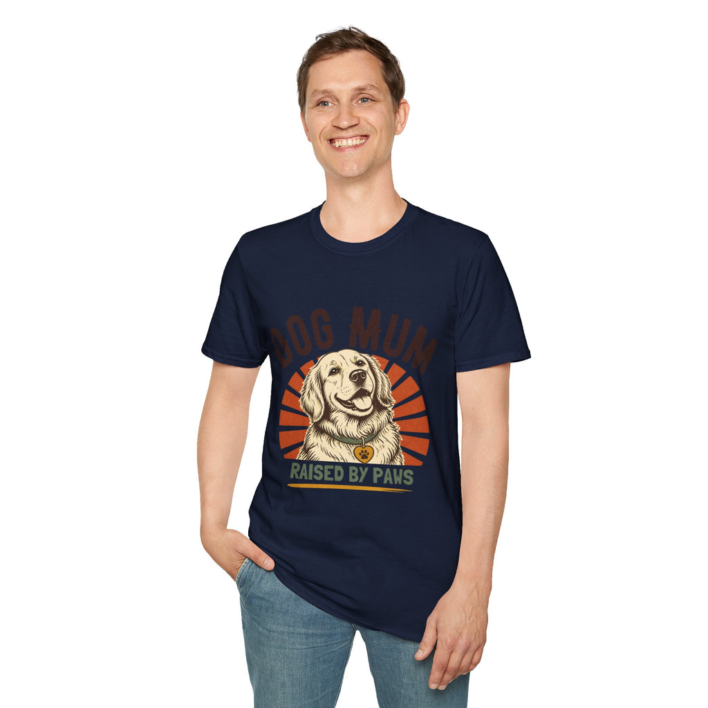 Dog Mum Raised By Paws T-Shirt | Golden Retriever Retro