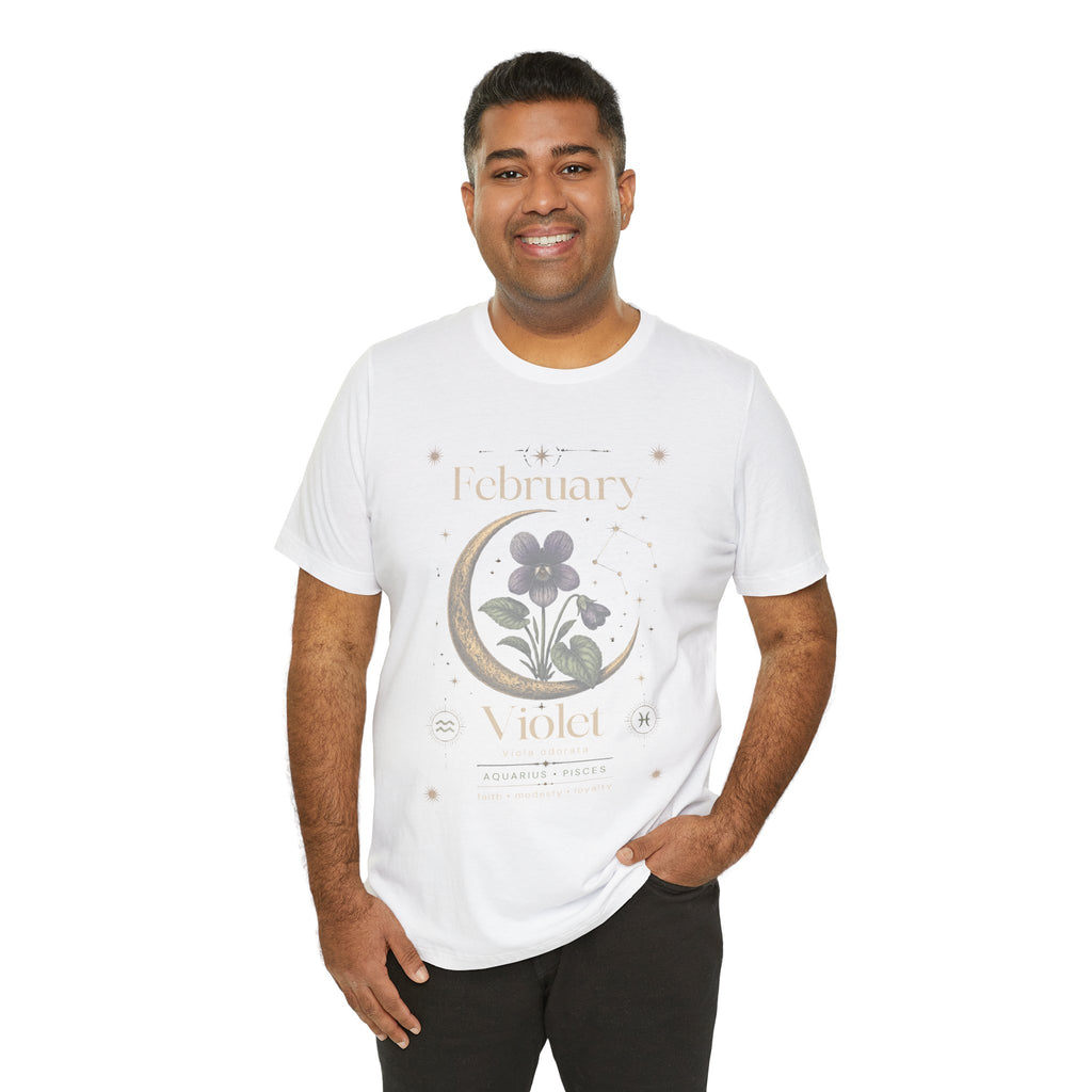 February Birth Flower Tee | Violet Botanical Design | Birthday Gift